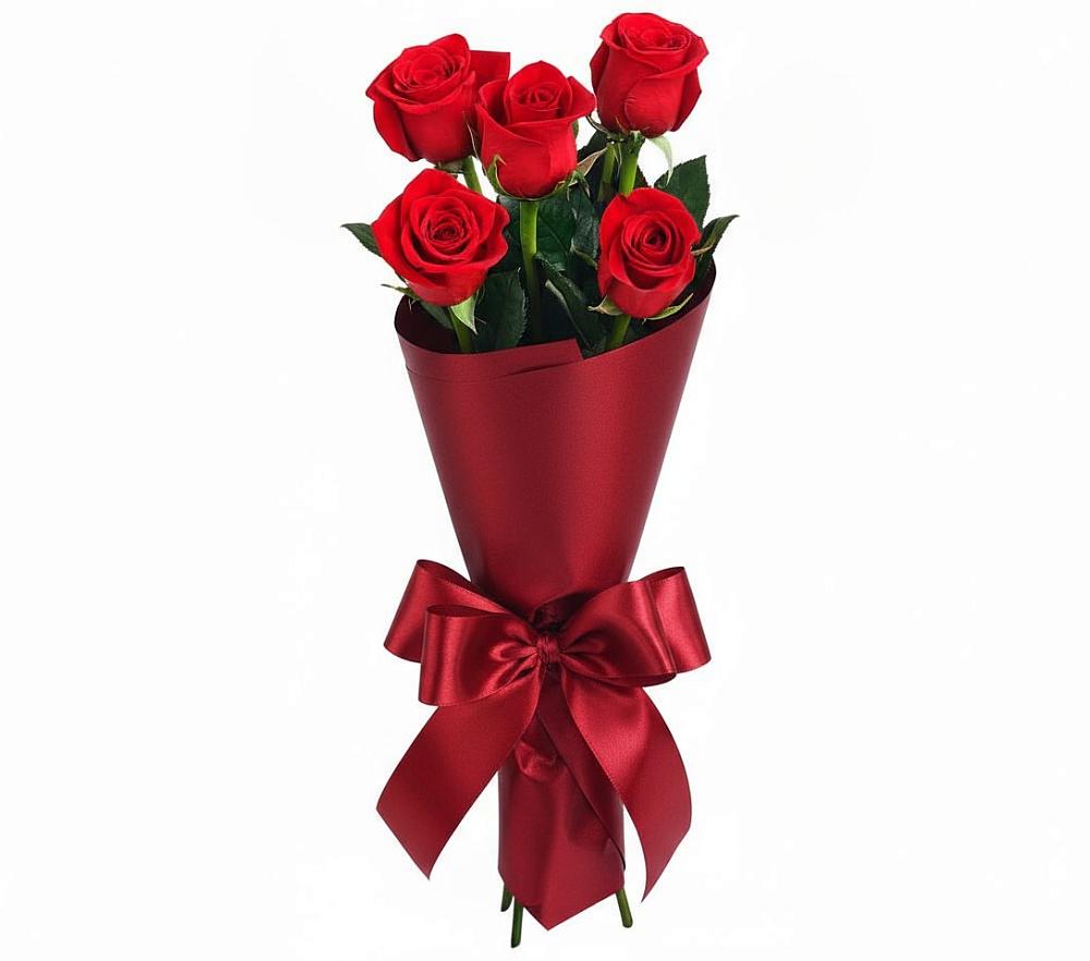 Букет 5 Красных роз Эдлесс Лав в Хилоке