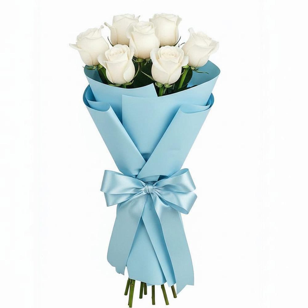 Букет 7 белых роз Проуд в Хилоке