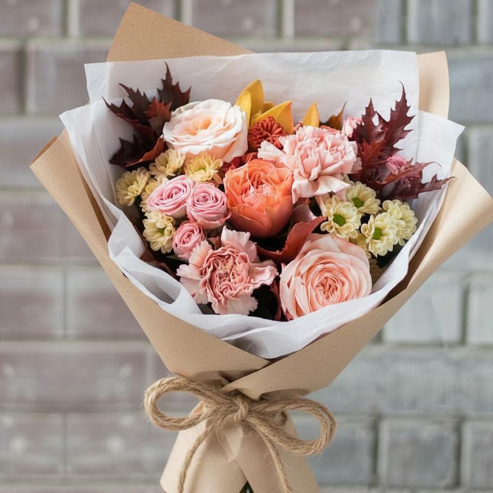 Букет цветов из: Гвоздики, Хризантемы и Розы в Хилоке