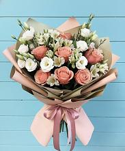 Букет цветов из:  Розы, Альстромерии и Лизиантусы в Хилоке