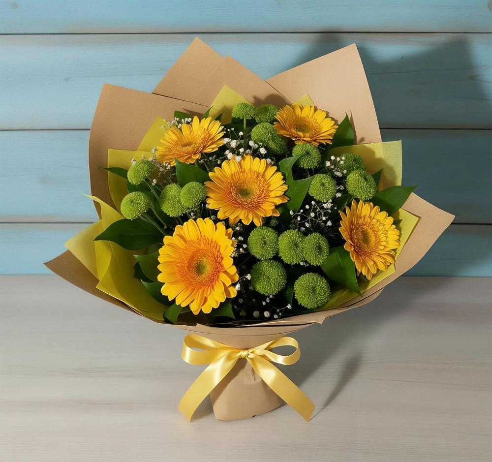 Букет цветов из: Герберы и Хризантемы в Хилоке