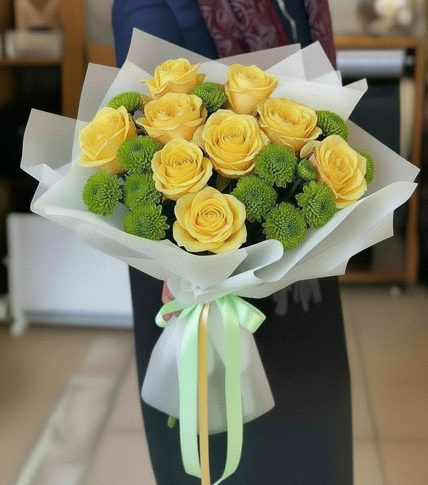 Букет цветов из: Хризантемы и Розы в Хилоке