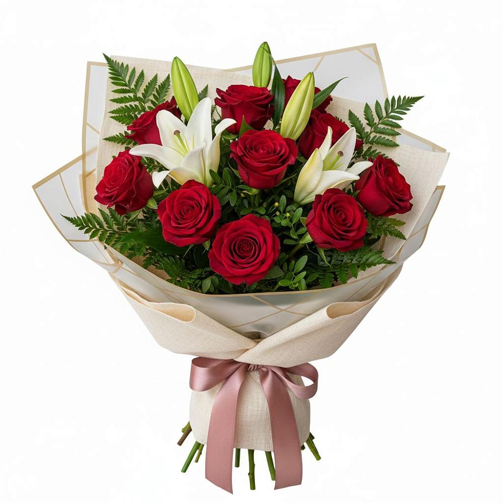 Букет цветов из: Лилии и Розы в Хилоке