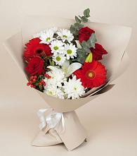 Букет цветов из:  Розы, Хризантемы, Герберы и Лилии в Хилоке