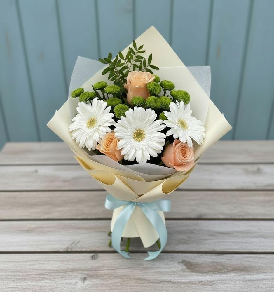 Букет цветов из: Герберы, Розы и Хризантемы в Хилоке