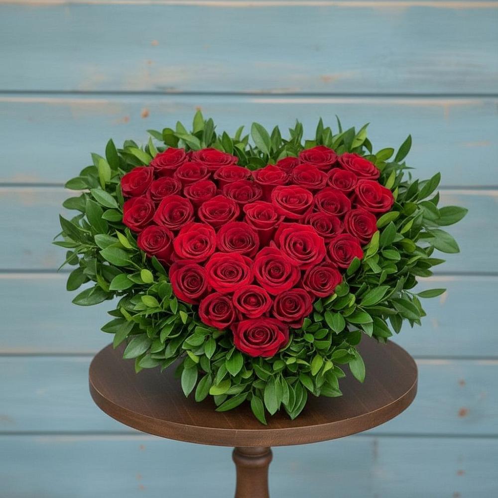 Цветочная композиция из Розы в виде сердца в Хилоке