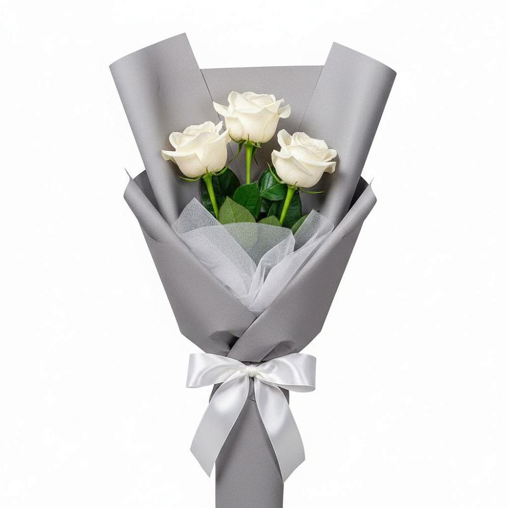 Букет 3 белые розы в Хилоке