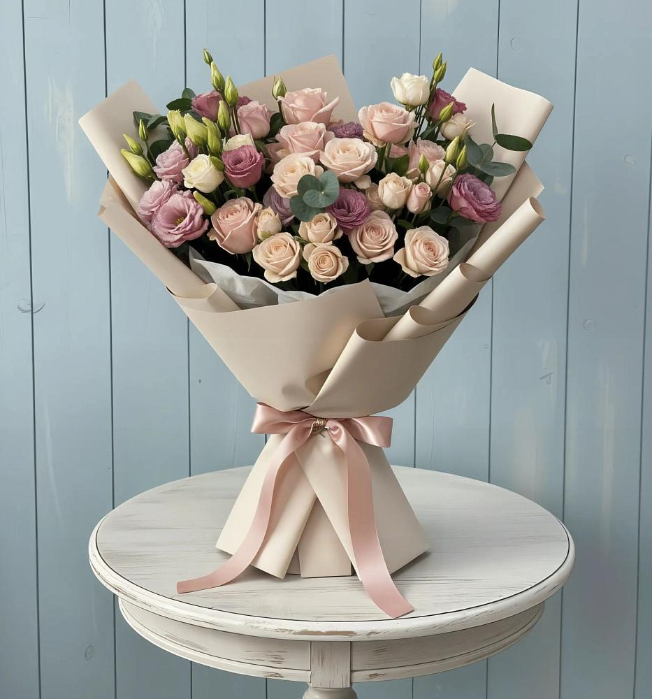 Букет цветов из: Розы и Лизиантусы в Хилоке